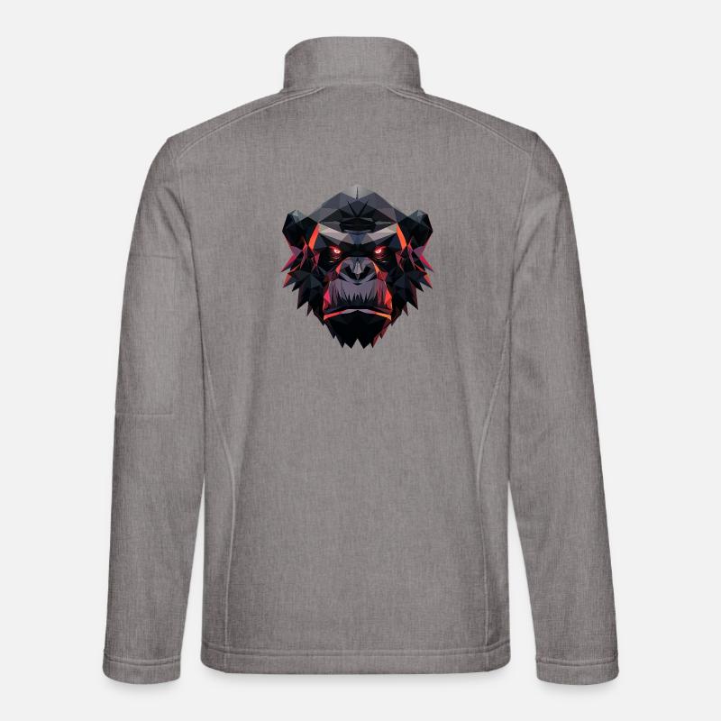 Gorille Prisme Tête Low Poly Art Design Veste en tissu softshell Unisexe