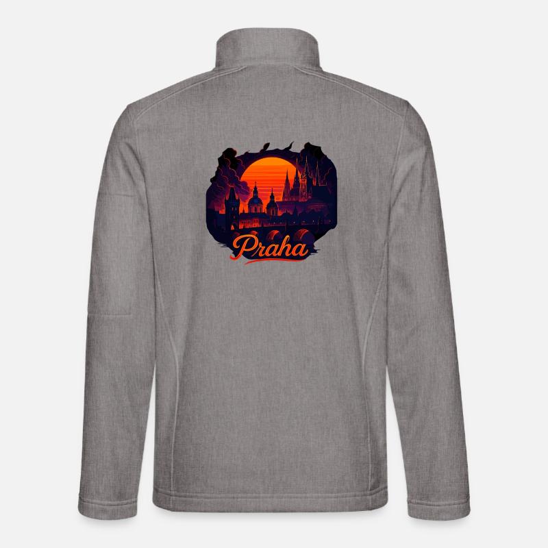 Praha Evening Light Skyline Sunset Gift - Unisex Softshell Jacket - heather grey