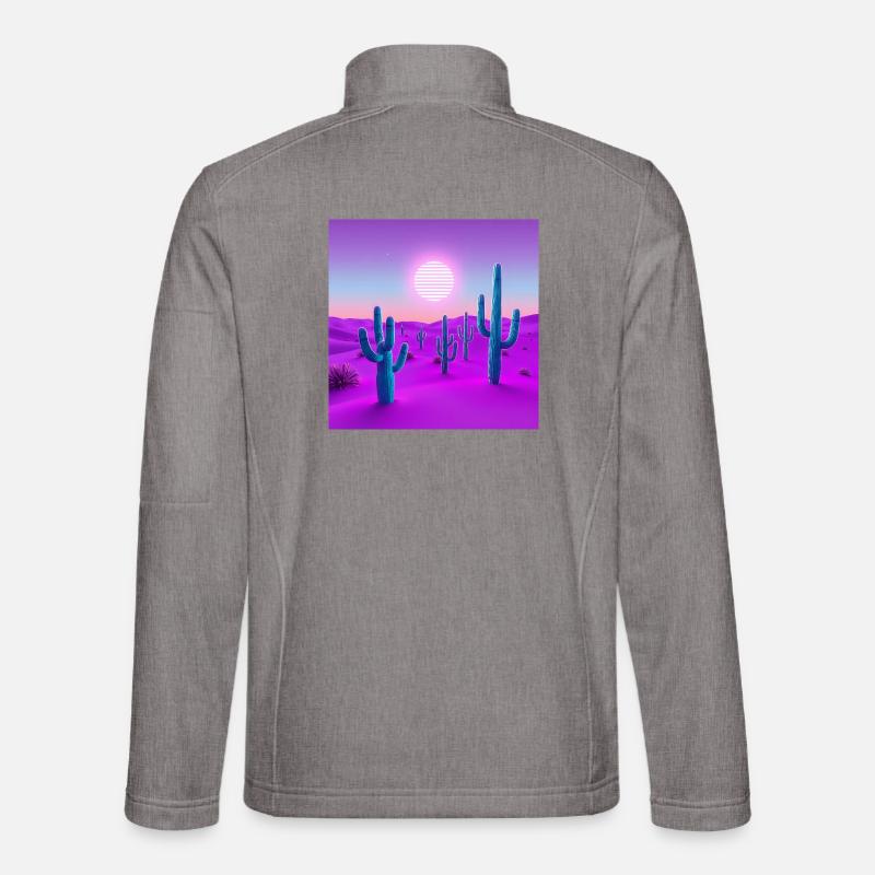 Neon Desert Mirage Sunset - Unisex Softshell Jacket - heather grey