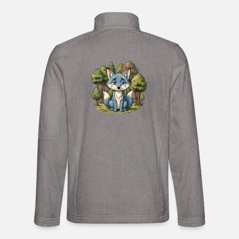Blauer fuchs tier traurig wald - Unisex Softshelljacke - Grau meliert