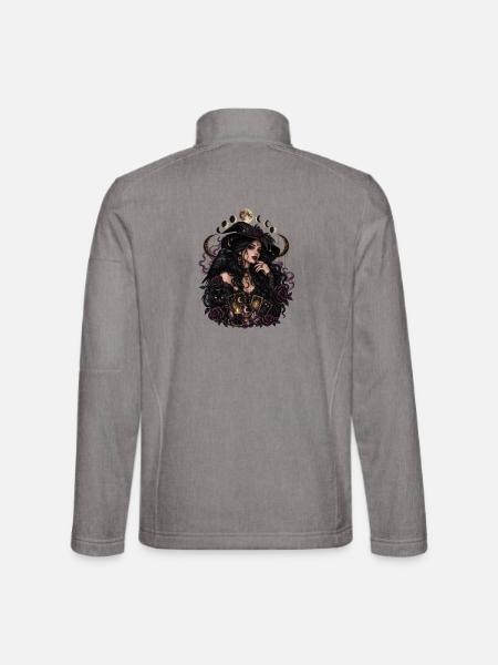 Mondmagie-Witch mit Krähenrosen - Unisex Softshelljacke - Grau meliert