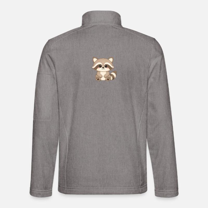 Kuschelwaschbär Illustration - Unisex Softshelljacke - Grau meliert