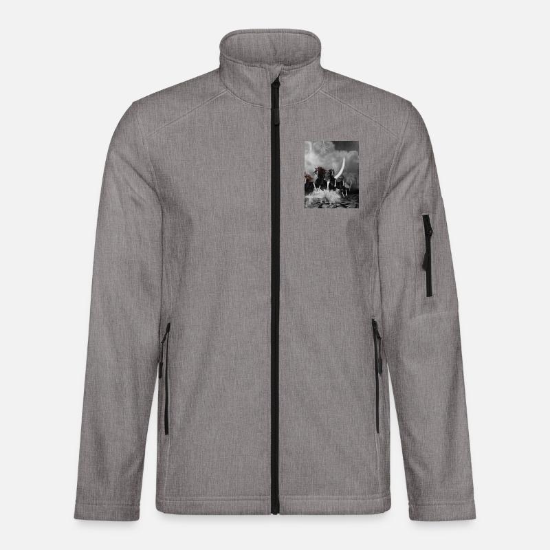 Wunderbare schwarze Pferde - Unisex Softshelljacke - Grau meliert