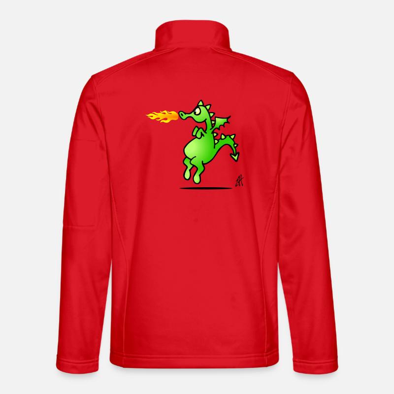 Fiery Dragon Cartoon Design - Unisex Softshell Jacket - red