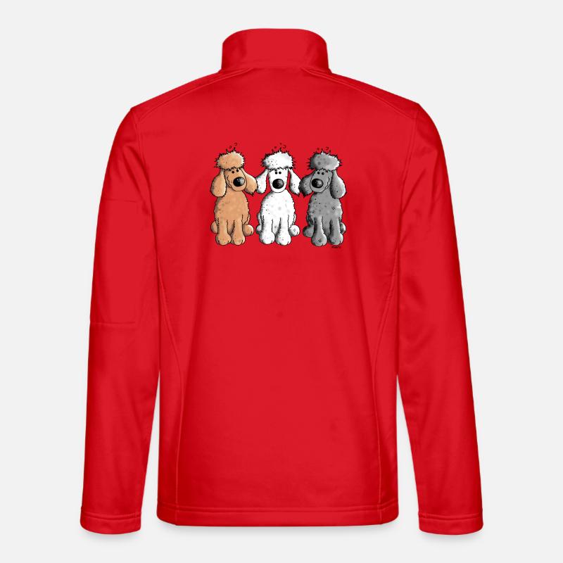 Pudel Trio - Hund - Hunde - Unisex Softshelljacke - Rot
