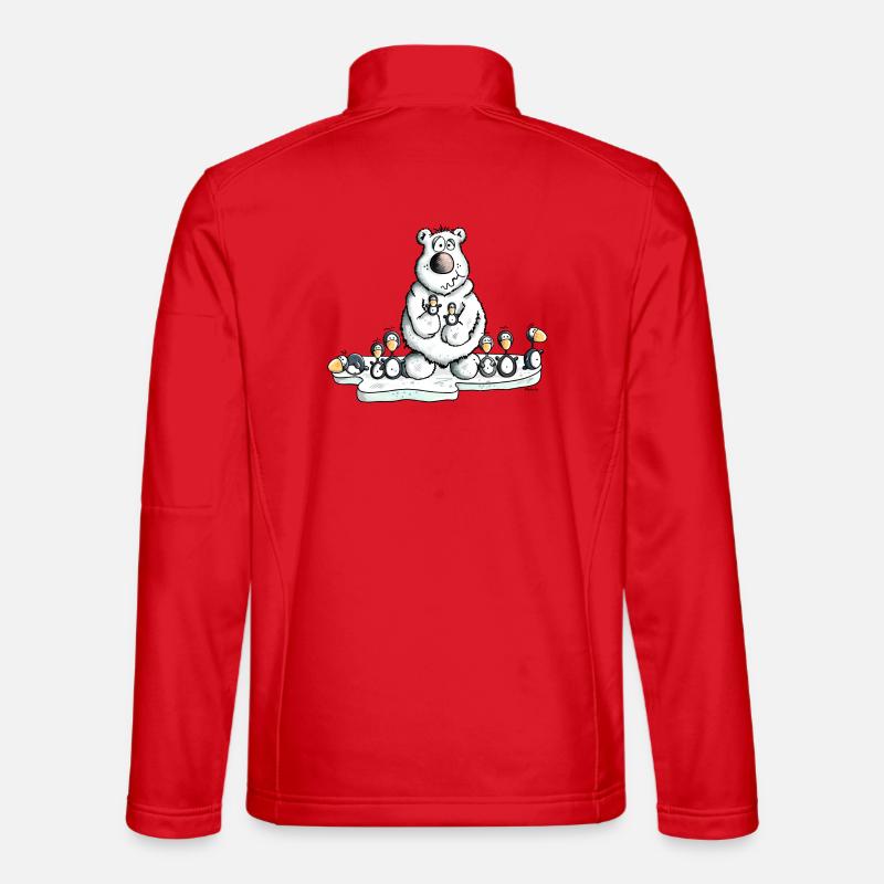 Polar Bear with Penguins - Unisex Softshell Jacket - red