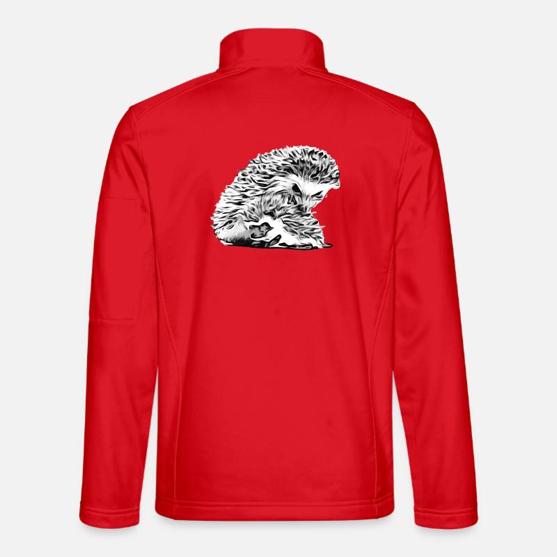 Maman hérisson avec bébé hérisson - Veste en tissu softshell Unisexe - rouge