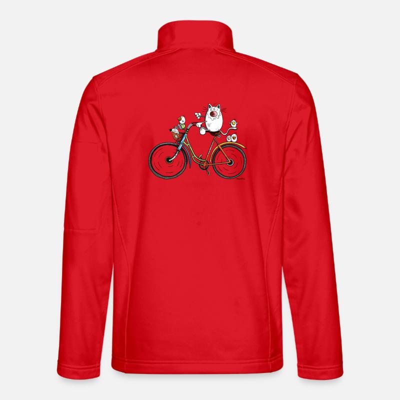 Cat is cycling - Unisex Softshell Jacket - red