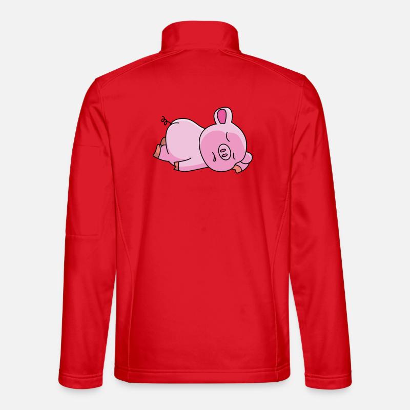 Schlafendes Rosa Schweinchen - Unisex Softshelljacke - Rot
