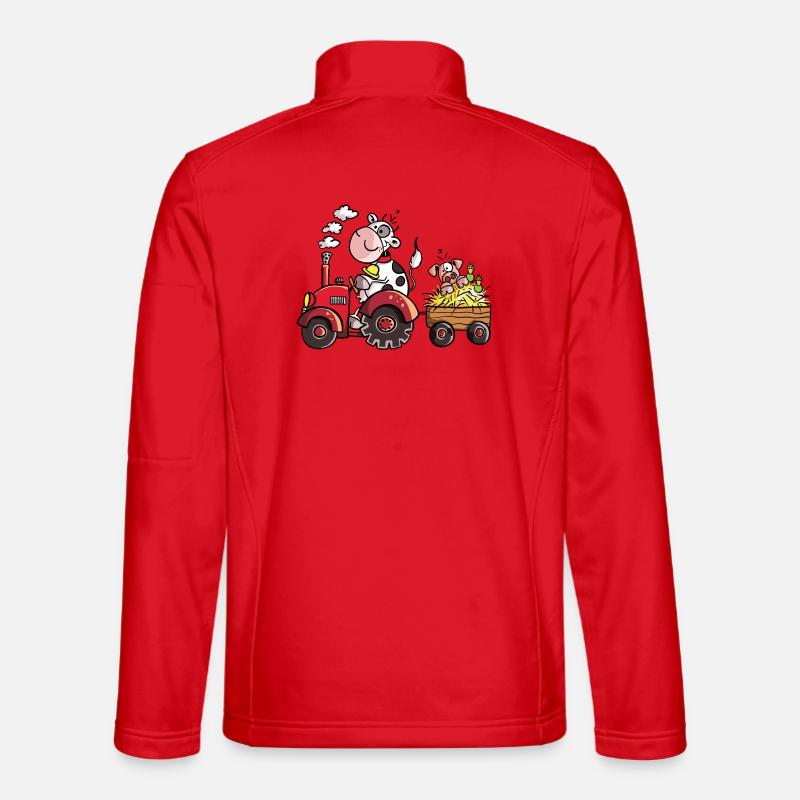 Kuh fährt Schwein - Unisex Softshelljacke - Rot