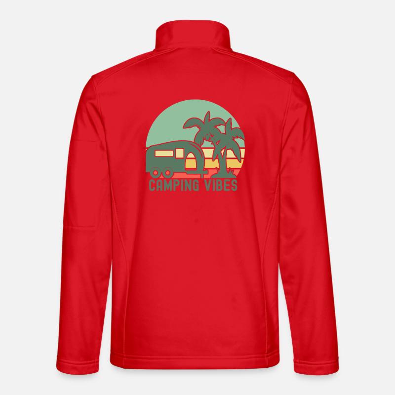 Retro Camping Vibes Illustration - Unisex Softshelljacke - Rot