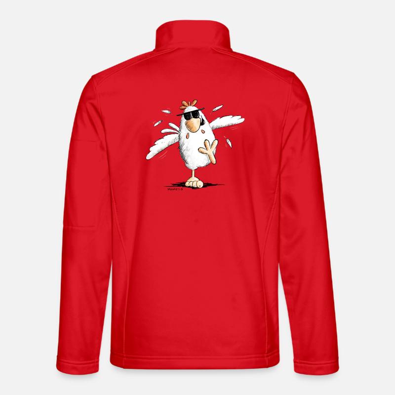 Cool Running Chicken With Sunglasses - Unisex Softshell Jacket - red