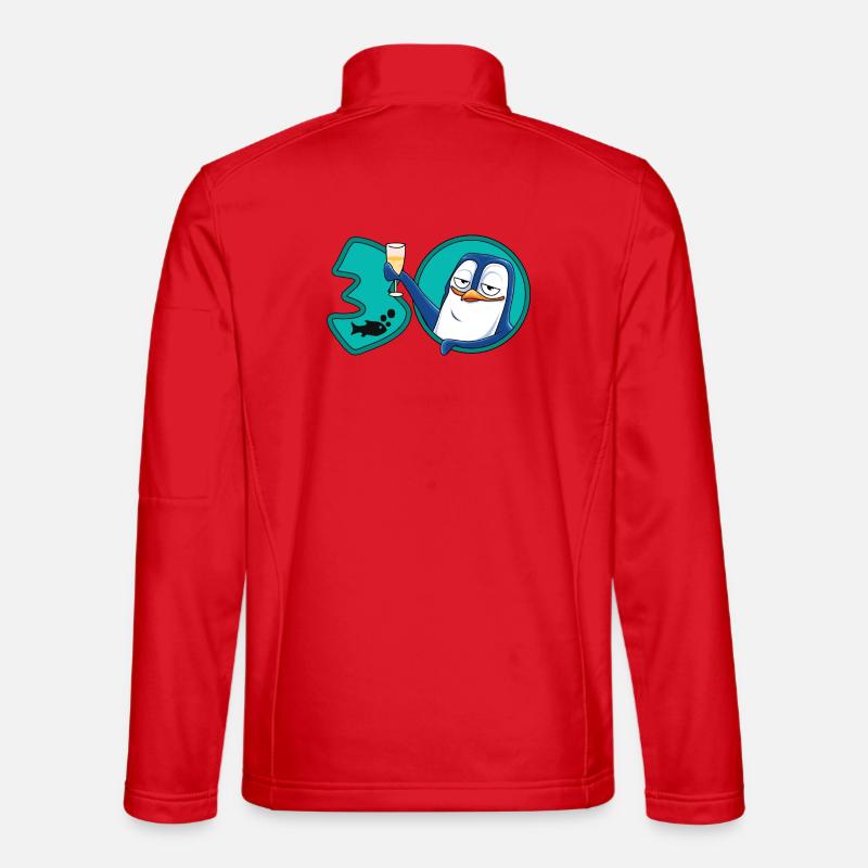 30 Years Birthday Anniversary Penguin - Unisex Softshell Jacket - red