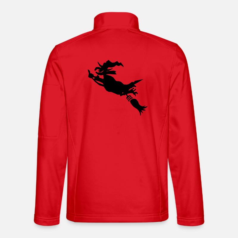 Witch on broom funny - Unisex Softshell Jacket - red