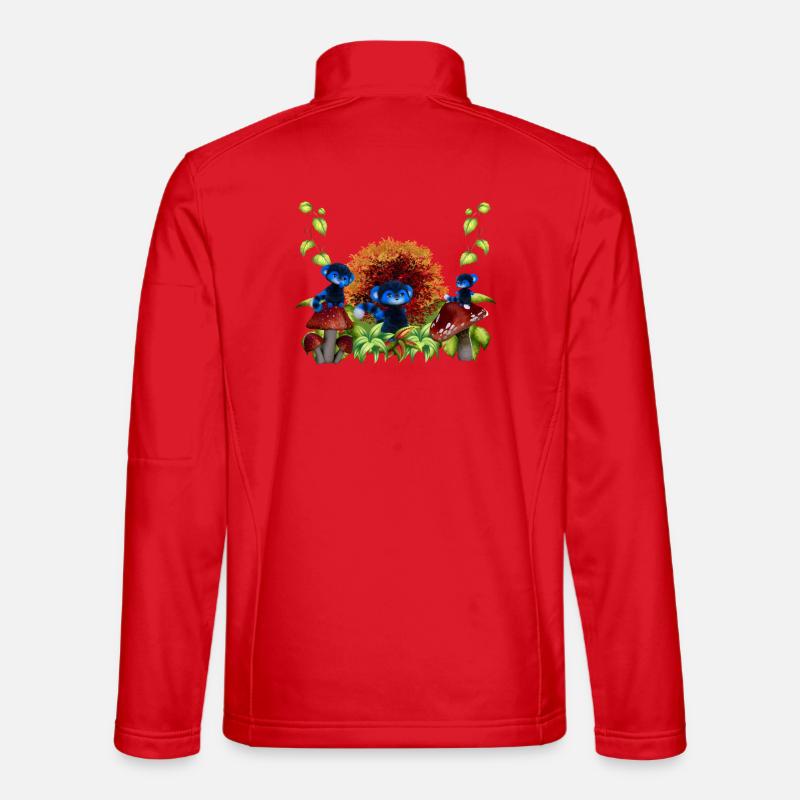 Herbstwald-Blaue Affen - Unisex Softshelljacke - Rot
