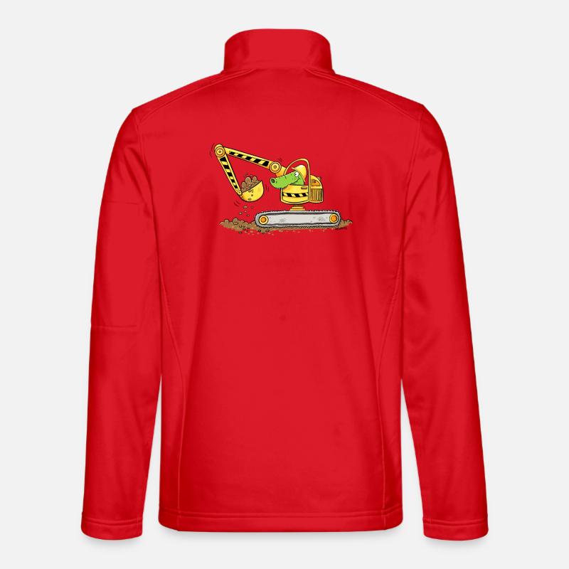 Excavator with crocodile Construction site Excavator driver boys Unisex Softshell Jacket