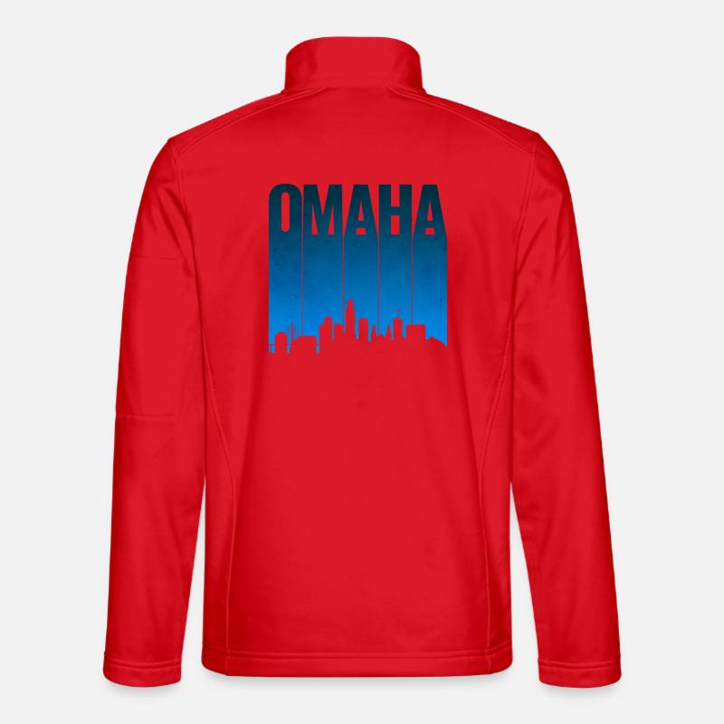 Omaha Skyline Blue Gradient - Unisex Softshell Jacket - red