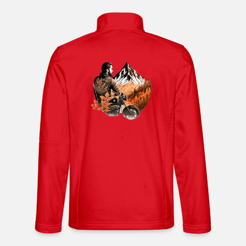 Motorrad Berge / Motorradfahrer - Unisex Softshelljacke - Rot