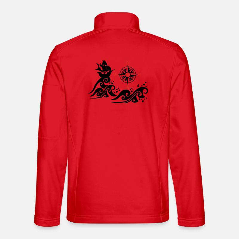 Black and compass pink boat - Unisex Softshell Jacket - red