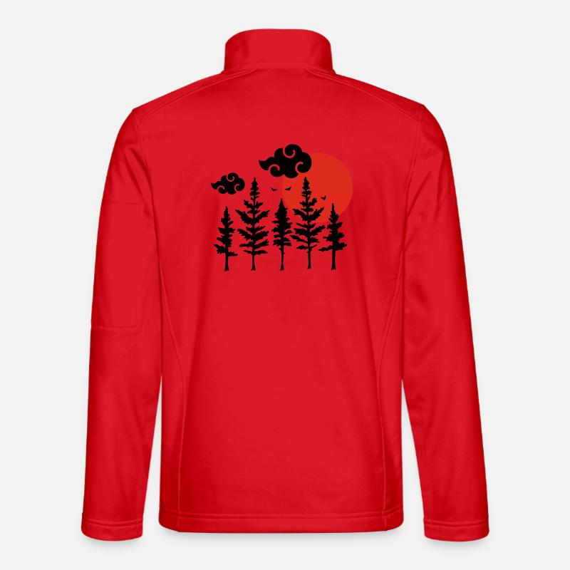 Black trees and red sun - Unisex Softshell Jacket - red