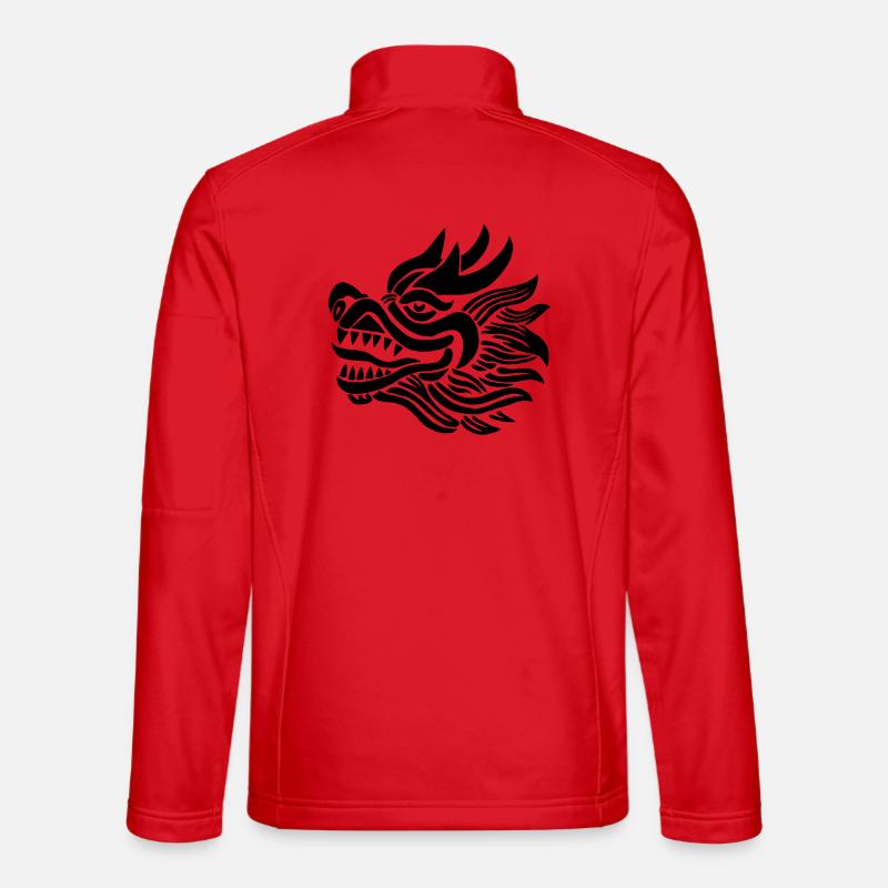 Chinesischer Drachenkopf (Schwarz) - Unisex Softshelljacke - Rot