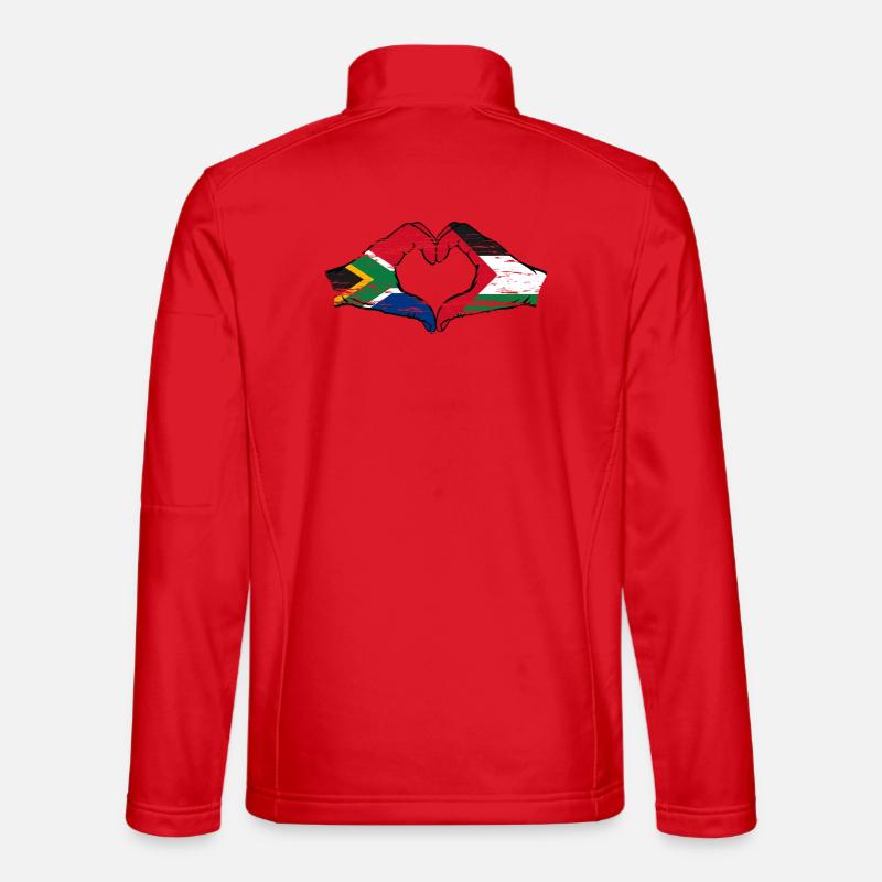 Afrique du Sud Palestine Drapeau Mains Coeur Forme Utilisé Veste en tissu softshell Unisexe