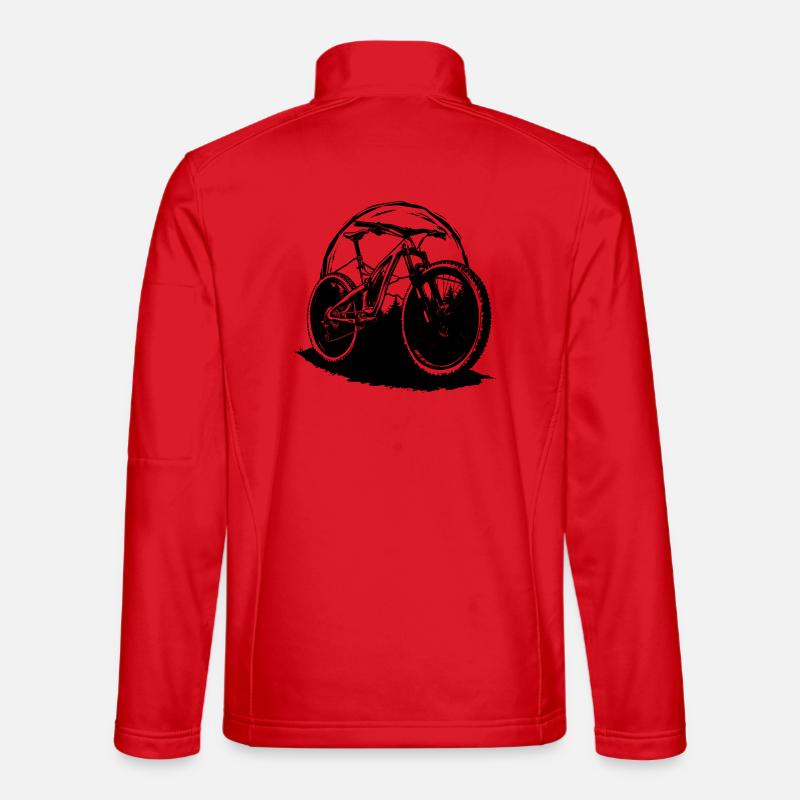 Mountain Biking Drawing - Unisex Softshell Jacket - red