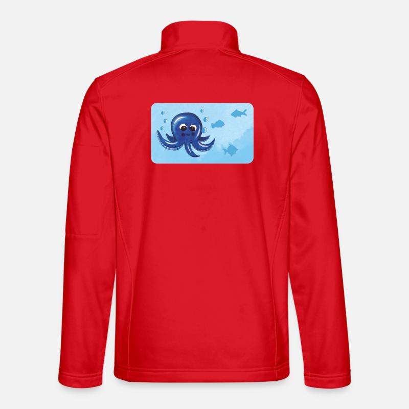 Funny octopus and fish with bubbles Unisex Softshell Jacket