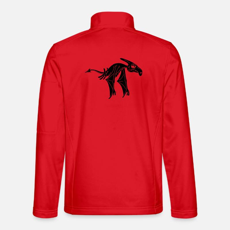 Black Flying Dinosaur - Unisex Softshell Jacket - red