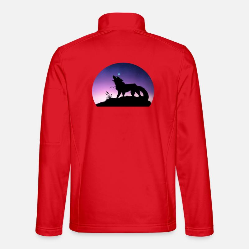 Die Reise eines Sternenwolfs - Silouhette Nocturne - Unisex Softshelljacke - Rot