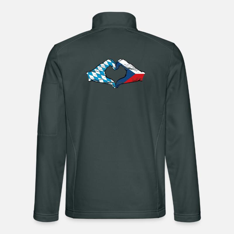 Bavière République Tchèque Drapeau Mains Coeur Utilisé Veste en tissu softshell Unisexe