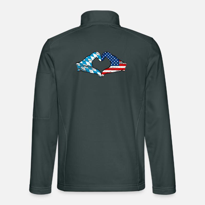 Bavière, USA, Drapeau, Mains, Forme de coeur Utilisé Veste en tissu softshell Unisexe
