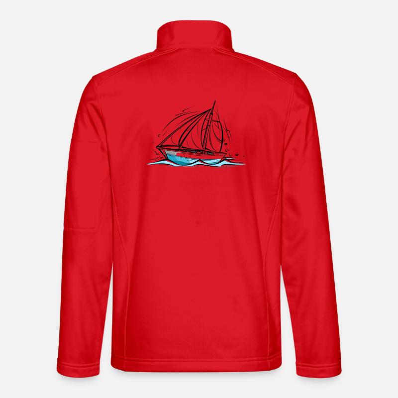 Segelboot Zeichnung - Unisex Softshelljacke - Rot