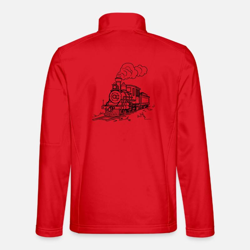 Eisenbahn Zeichnung - Unisex Softshelljacke - Rot