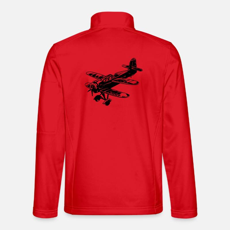 Propeller Flugzeug Grafik - Unisex Softshelljacke - Rot