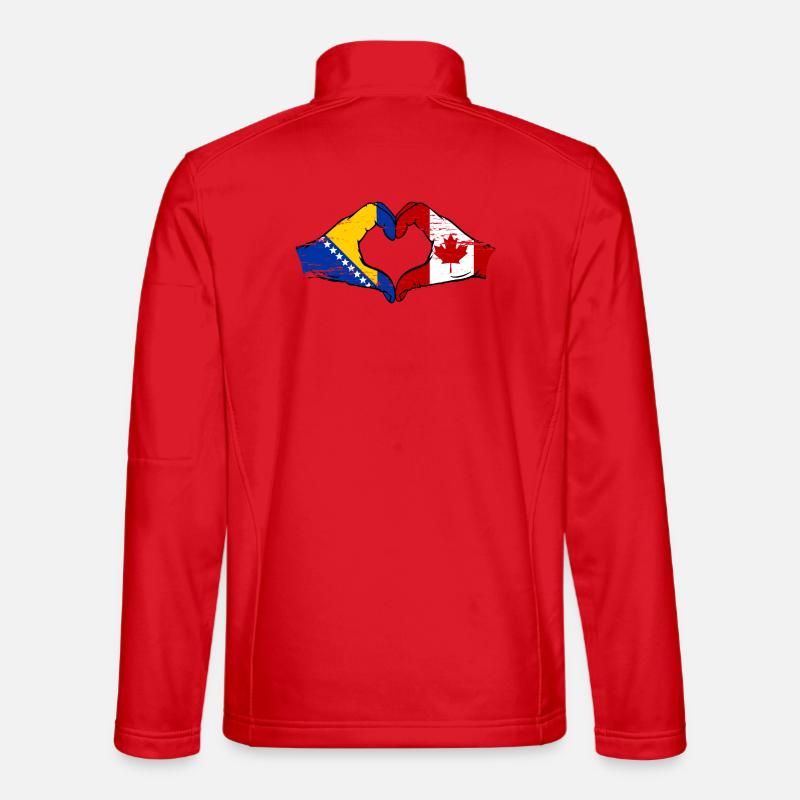 Bosnie Canada drapeau mains forme de coeur utilisé Veste en tissu softshell Unisexe