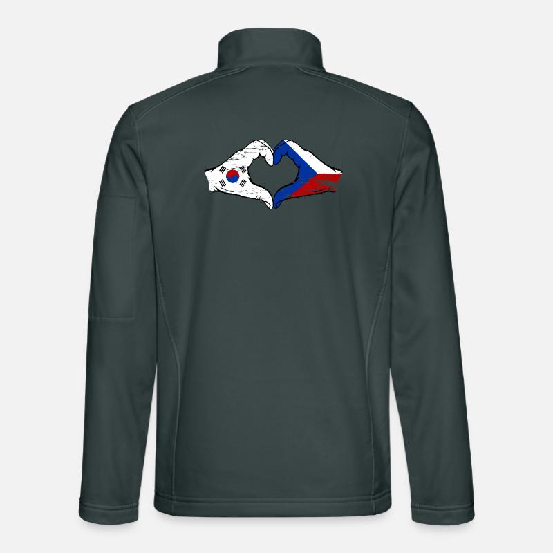 Corée du Sud République tchèque drapeau mains coeur forme utilisé Veste en tissu softshell Unisexe