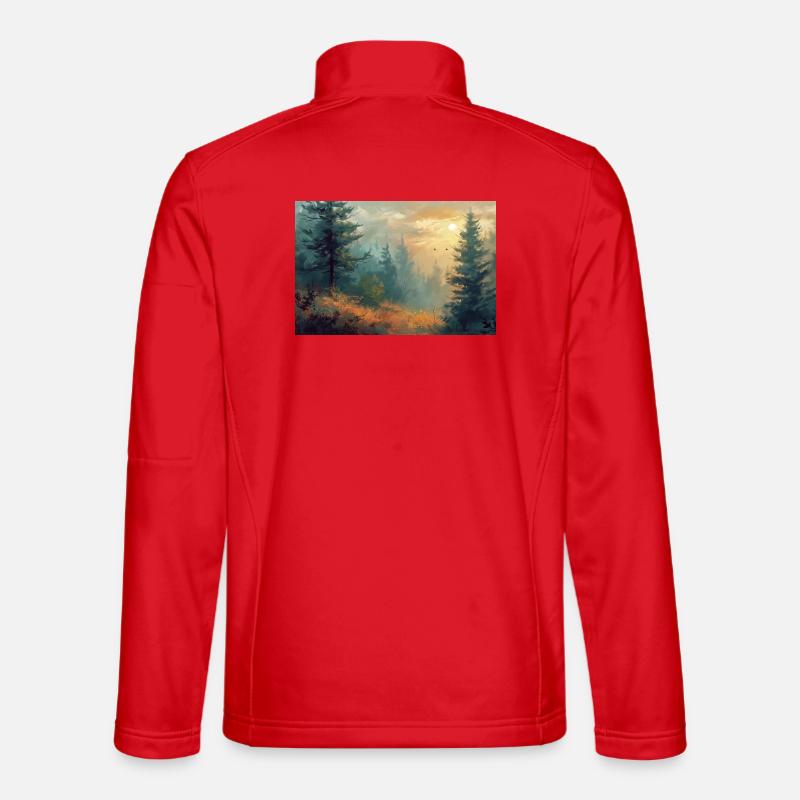 Waldlandschaft Illustration Poster - Unisex Softshelljacke - Rot
