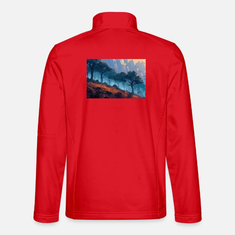 Waldlandschaft Illustration Poster - Unisex Softshelljacke - Rot