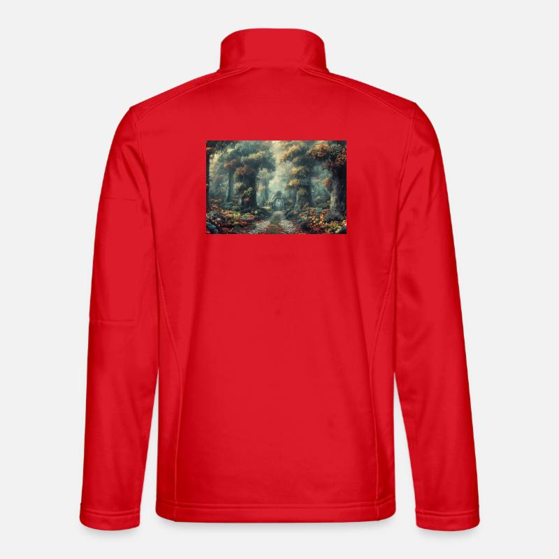 Skov Landskab Illustration Plakat - Unisex softshelljakke - rød