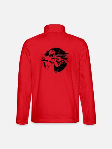 Violinist Drawing - Unisex Softshell Jacket - red - Back