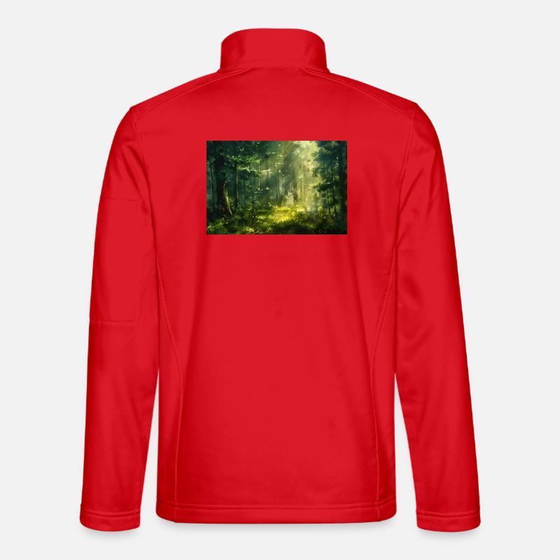 Waldlandschaft Illustration Poster - Unisex Softshelljacke - Rot