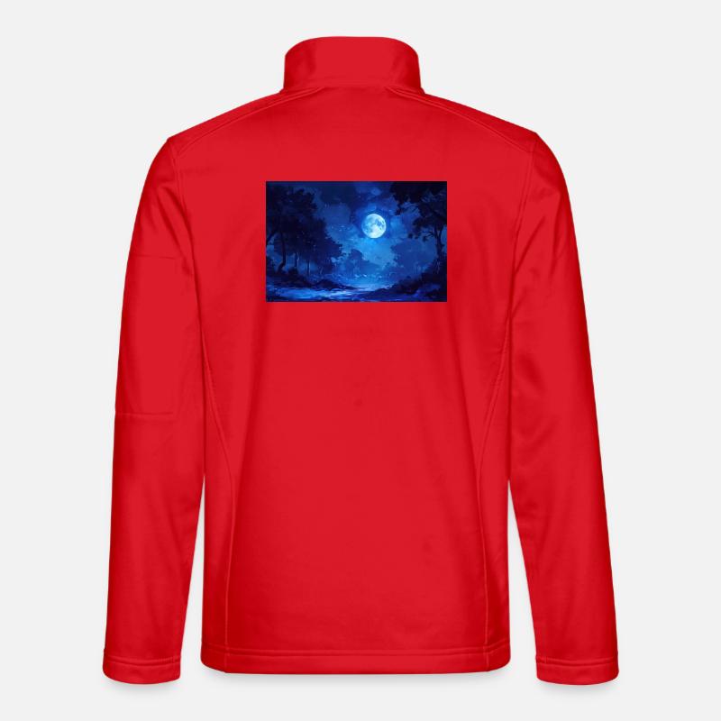 Nachtlandschaft Illustration Poster - Unisex Softshelljacke - Rot