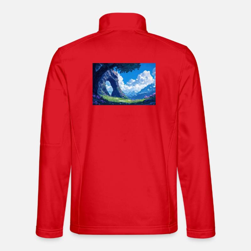 Berglandschaft Illustration Poster - Unisex Softshelljacke - Rot