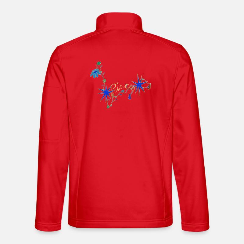 Pisces – Mystische Sternzeichen und Blumen - Unisex Softshelljacke - Rot