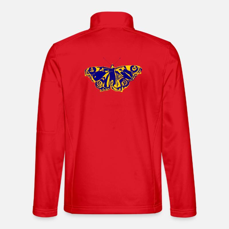 Blaugelber Schmetterling – Symbol der Leichtigkeit - Unisex Softshelljacke - Rot