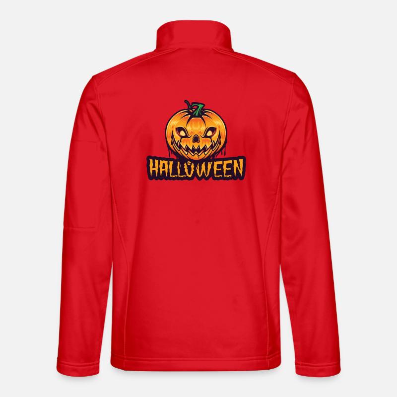 Spooky Pumpkin Halloween Design - Unisex Softshell Jacket - red