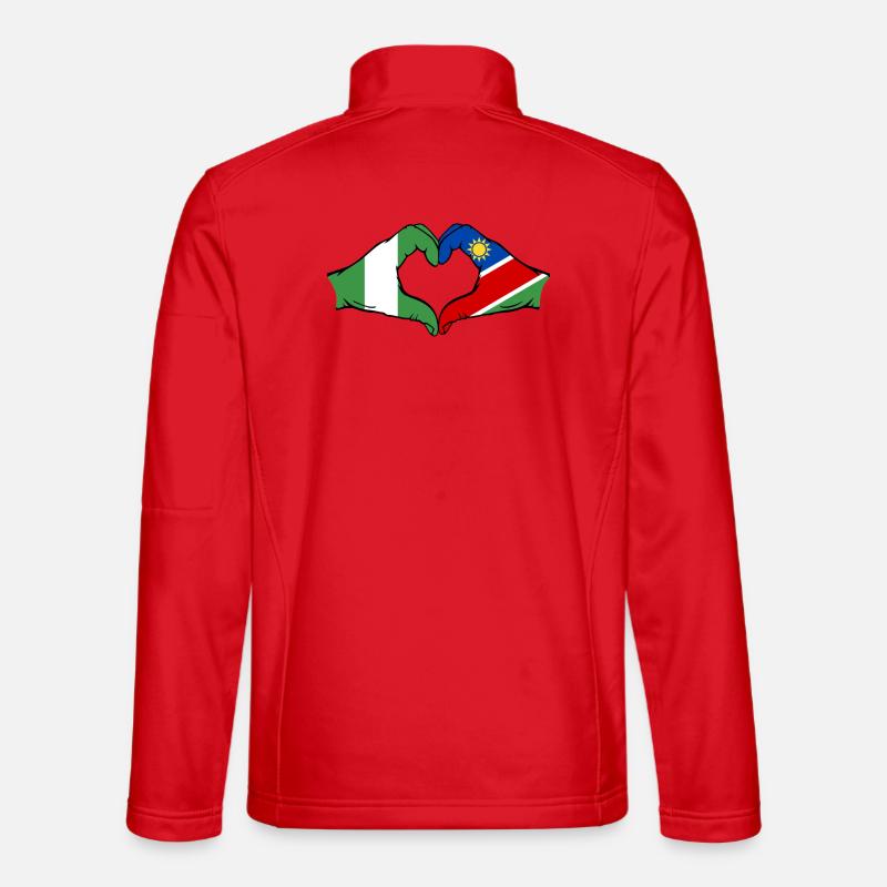 Nigeria Namibia Flag Hands Heart Shape - Unisex Softshell Jacket - red