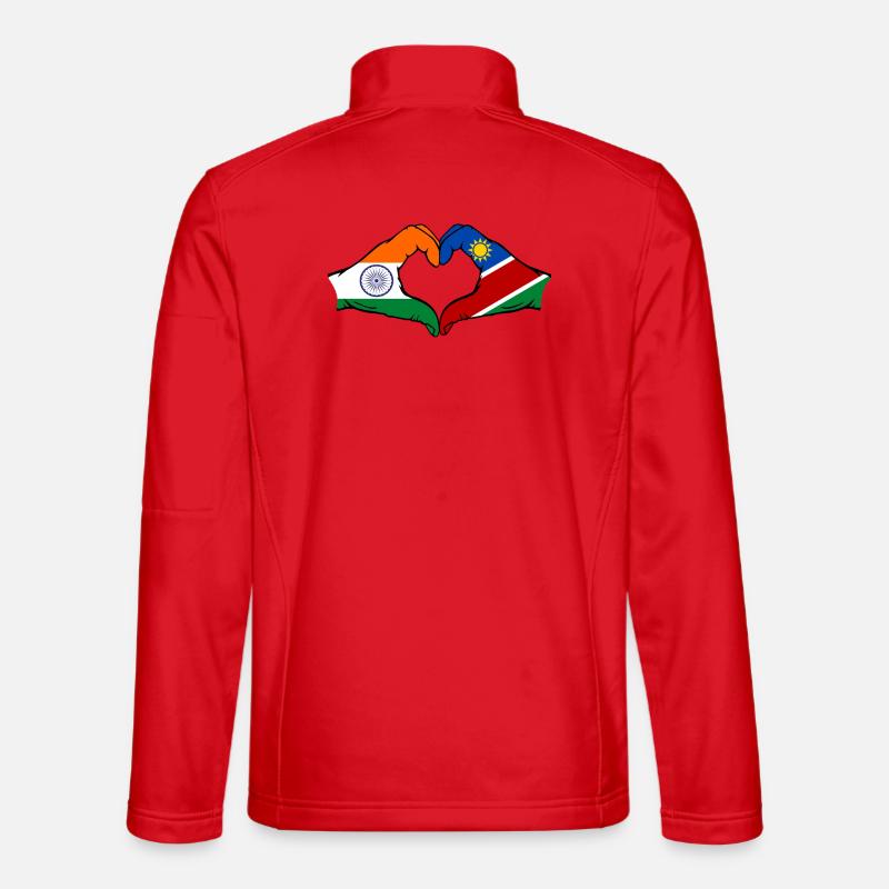India Namibia Flag Hands Heart Shape - Unisex Softshell Jacket - red
