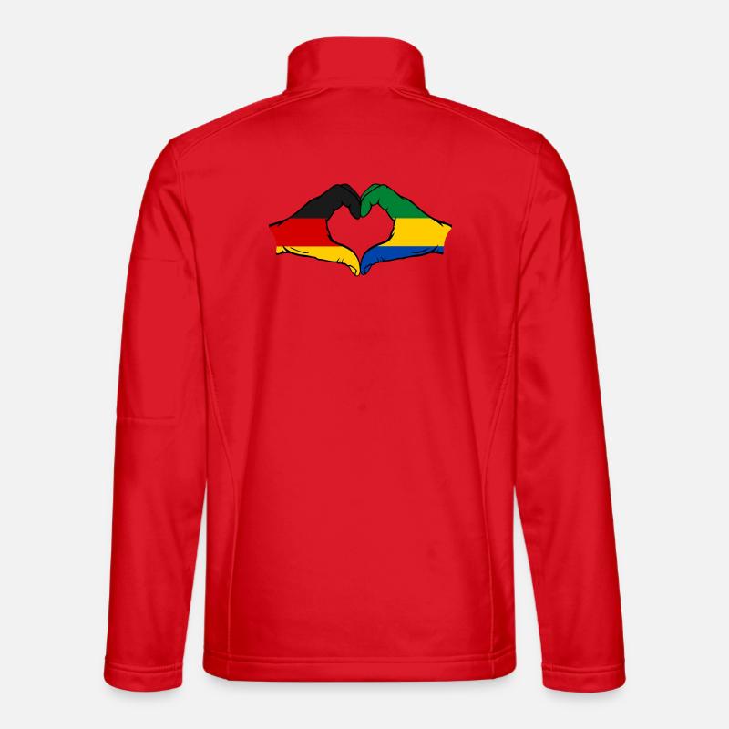 Drapeau Allemagne Gabon Mains Forme de cœur Veste en tissu softshell Unisexe